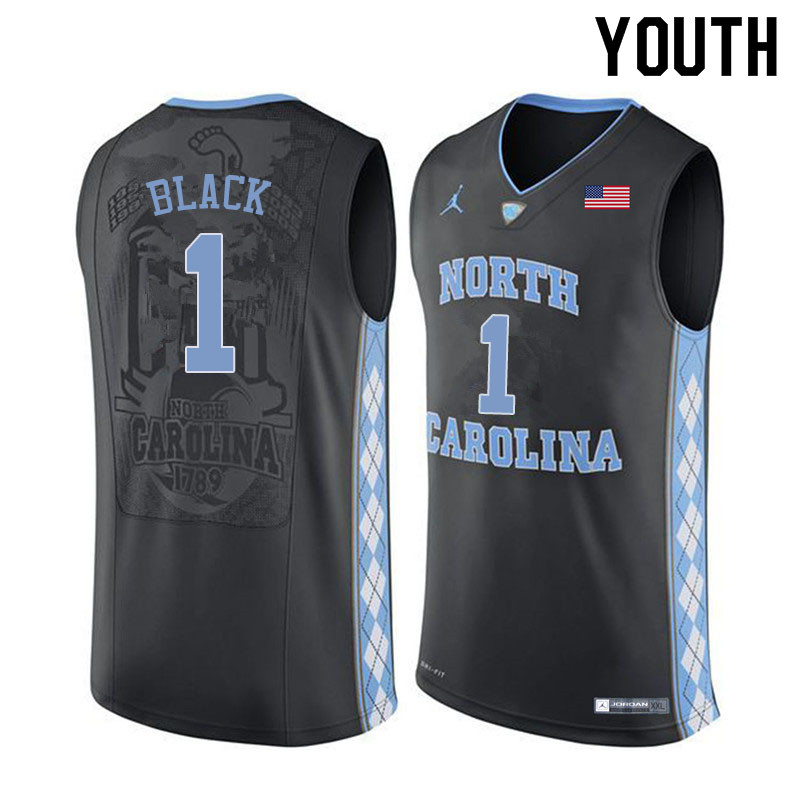 Youth #1 Leaky Black North Carolina Tar Heels College Basketball Jerseys Sale-Black - Click Image to Close
